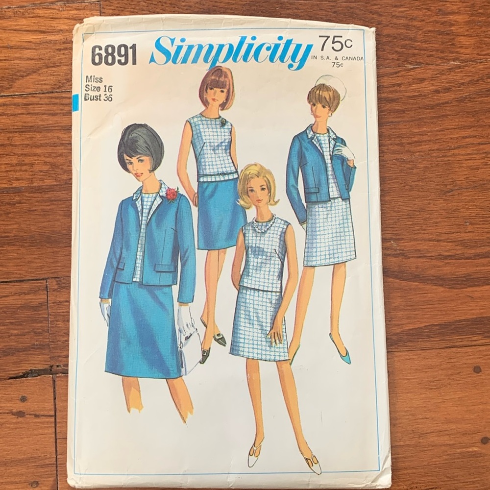 Simplicity 6891 Skirt, Jacket, Blouse Sewing Pattern Size 16 Bust 36
